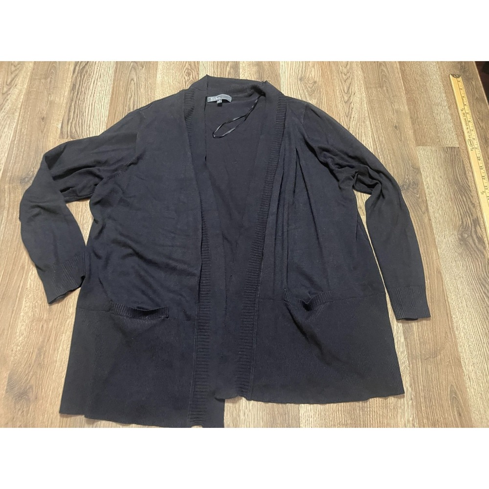 89th & Madison Sweater, Women's Plus Size 1X, Black, Cardigan, Long Sleeve